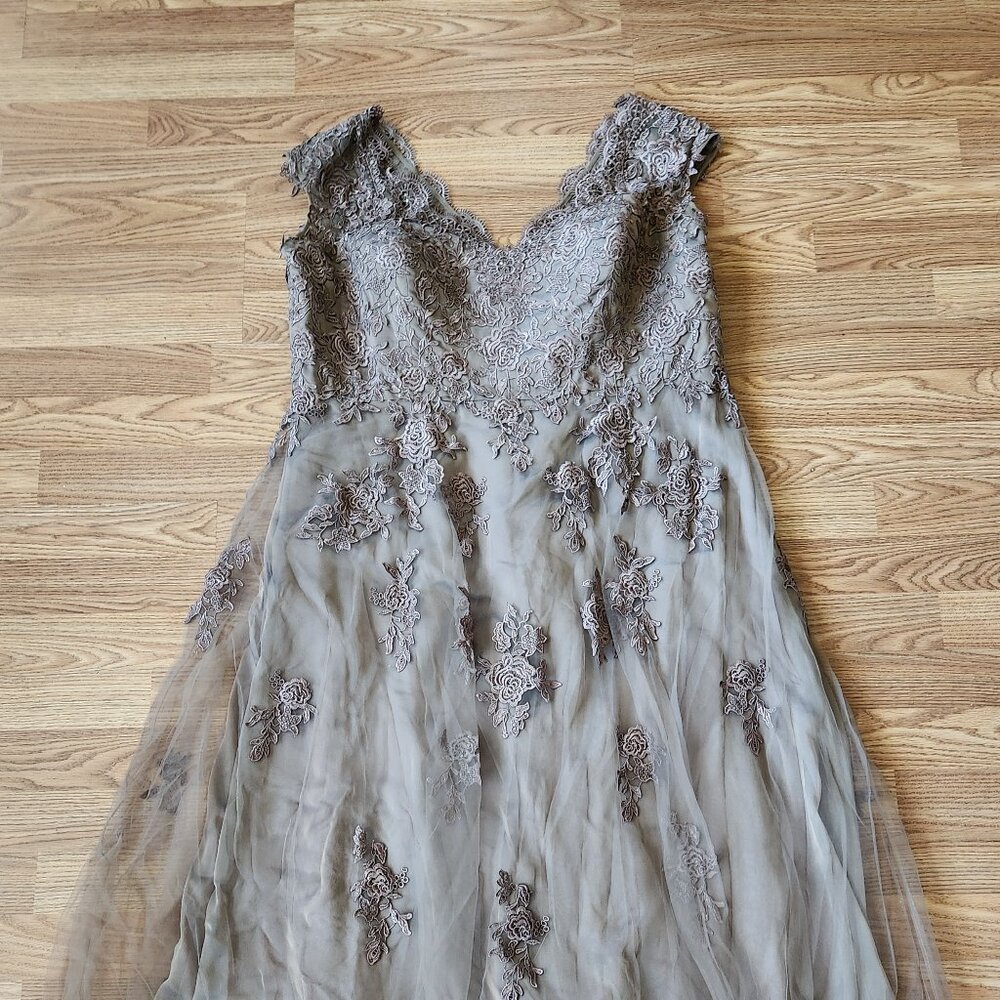 Embellished Mesh A-Line Gown by La Femme